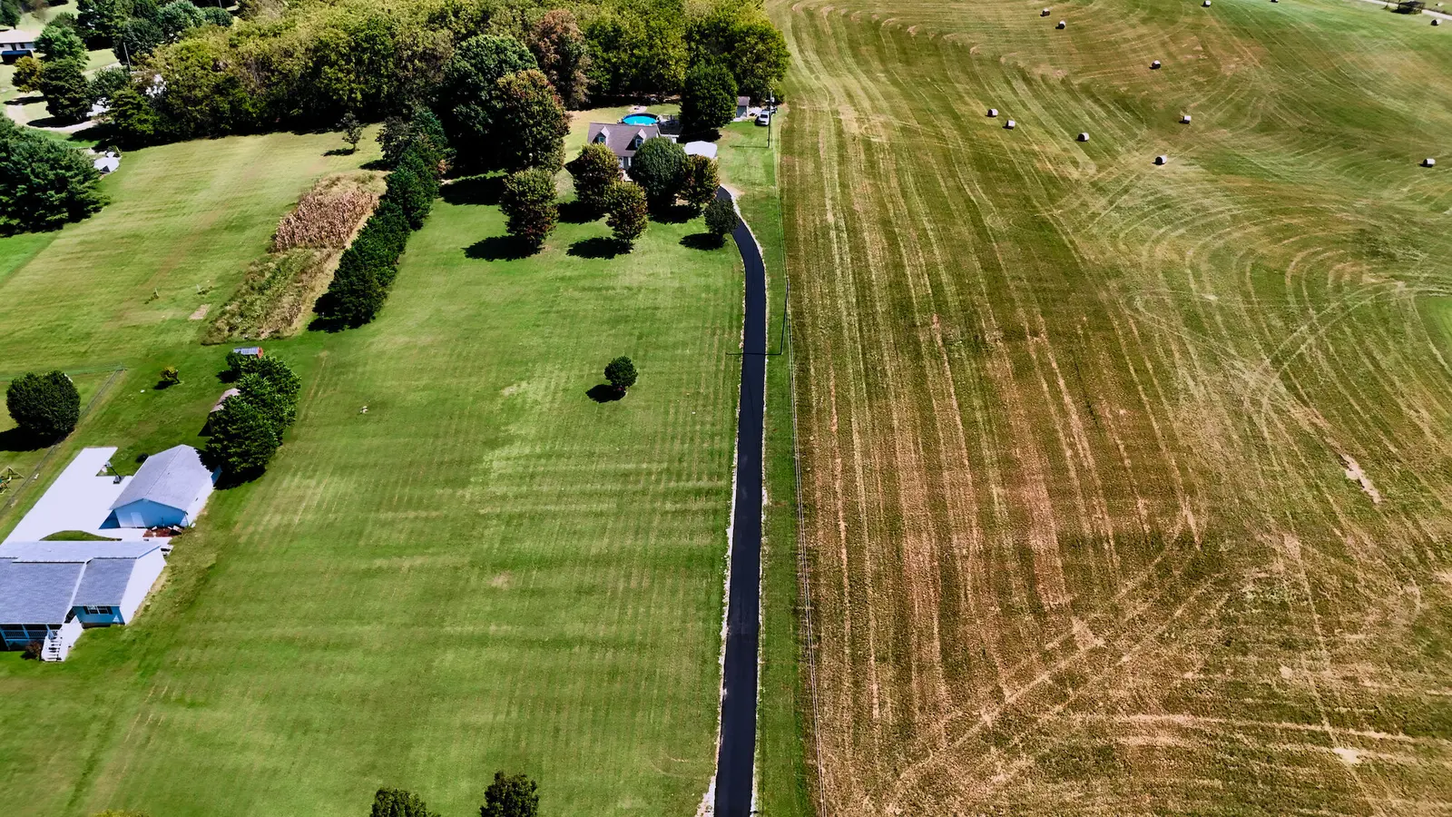 Wide aerial view of a commercial property