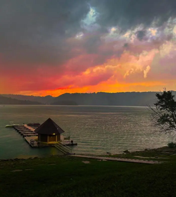 Tennessee lakeside sunset available as a photography print