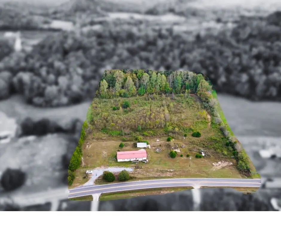 Property and surrounding area photographed from above